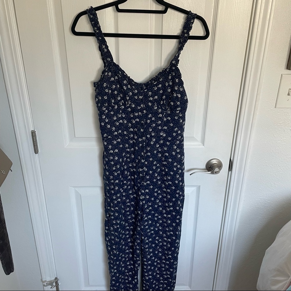 Urban Outfitter Blue Floral Jumpsuit